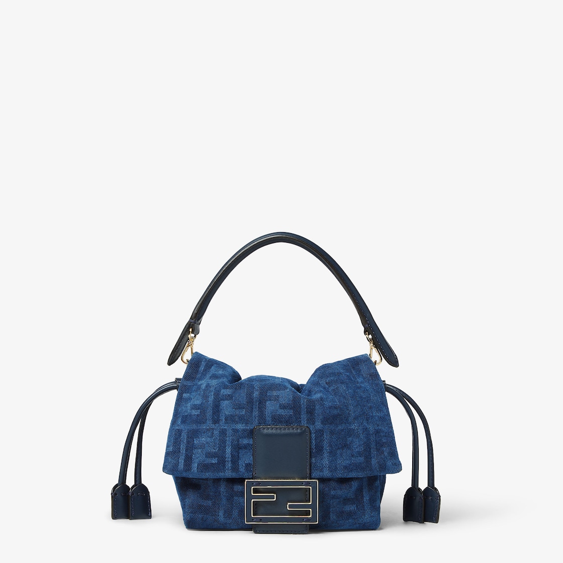 FENDI Mamma Baguette Small Blue FF denim flocked mini-bag - Image 1